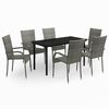 vidaXL Ensemble &agrave; manger de jardin 7 pcs Gris et noir