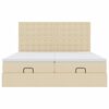 VidaXL Cadre de lit ottoman avec matelas cr&egrave;me 200x200cm tissu