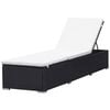 vidaXL Chaise longue avec coussin blanc cr&egrave;me R&eacute;sine tress&eacute;e Noir