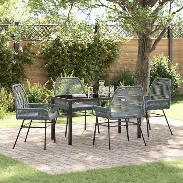 vidaXL Ensemble de salle &agrave; manger pour jardin 5 pcs Gris polyrotin