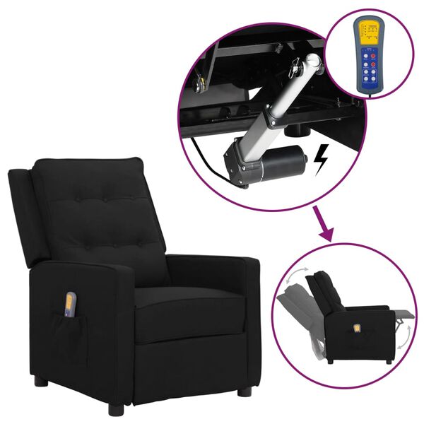 vidaXL Fauteuil de massage Noir Tissu