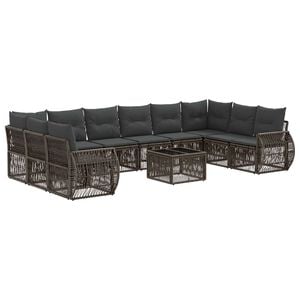 vidaXL Ensemble de canap&eacute; de jardin 11 pc Gris et Gris fonc&eacute; polyrotin