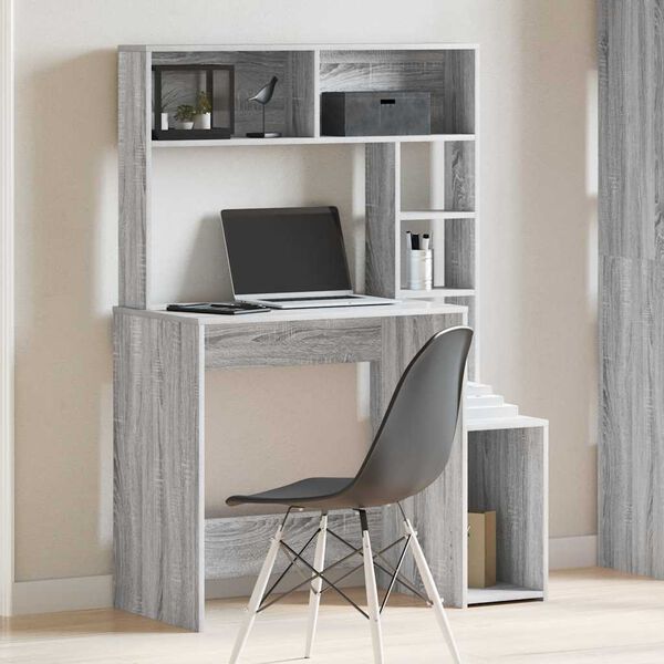 vidaXL Bureau avec &eacute;tag&egrave;res sonoma gris 100x45x140cm bois d'ing&eacute;nierie