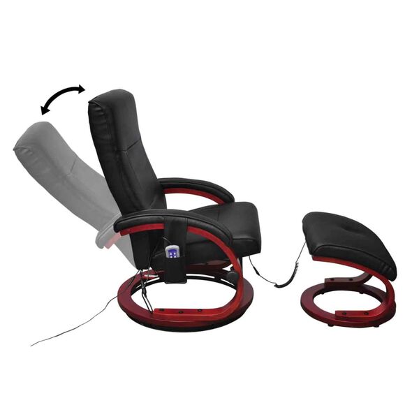 vidaXL Fauteuil de massage avec repose-pied Noir Similicuir