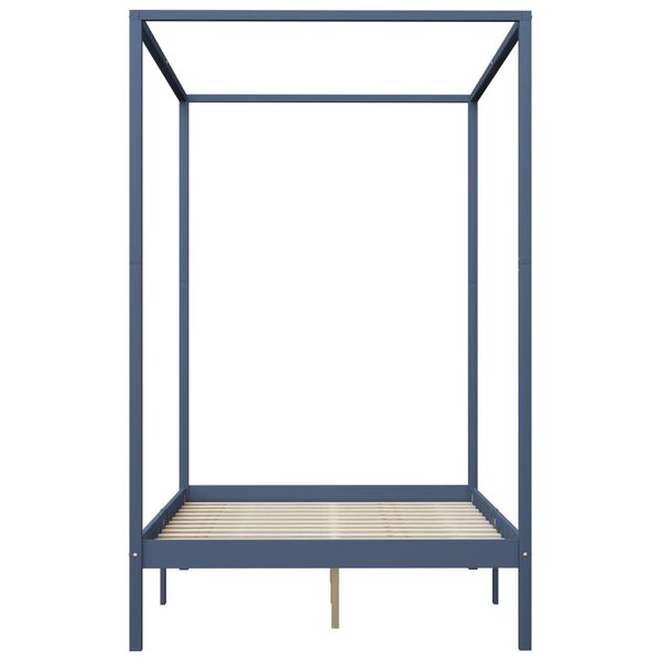 vidaXL Cadre de lit &agrave; baldaquin et 2 tiroirs Gris Pin massif 140x200cm