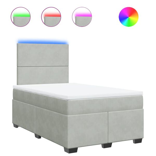 vidaXL Sommier &agrave; lattes de lit et matelas Gris clair 120x200cm Velours