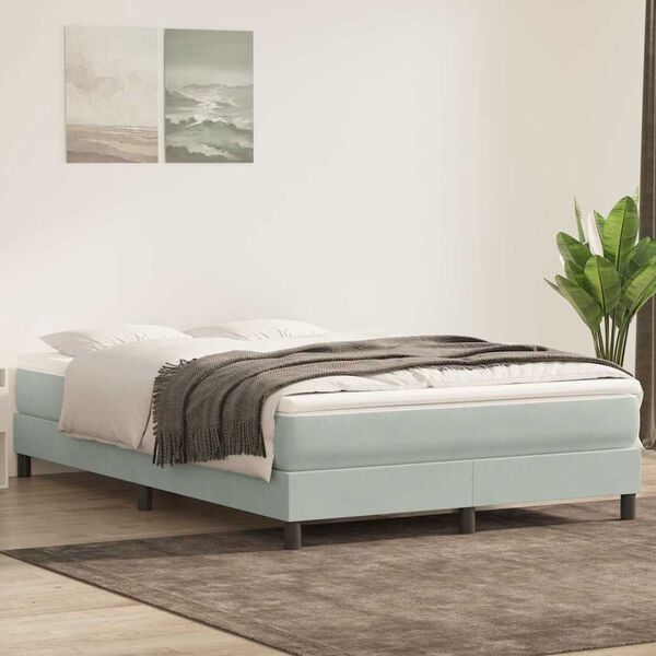 vidaXL Sommier &agrave; lattes de lit et matelas gris clair 140x220cm velours