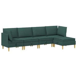 vidaXL Canap&eacute; modulaire avec rangement 5 pc Vert fonc&eacute; Tissu