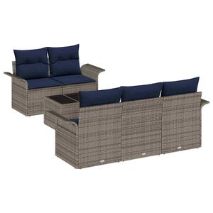 vidaXL Ensemble de canap&eacute; de jardin 6 pc Gris polyrotin