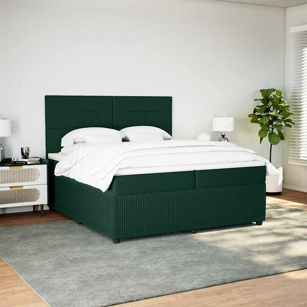 vidaXL Sommier &agrave; lattes de lit et matelas Vert fonc&eacute; 200x200cm Velours