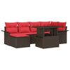 vidaXL Ensemble de canap&eacute; de jardin 7 pcs Marron Poly Rattan
