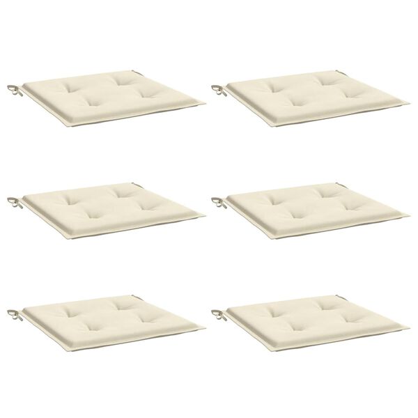 vidaXL Coussins de chaise jardin lot de 6 crème 40x40x4cm tissu oxford