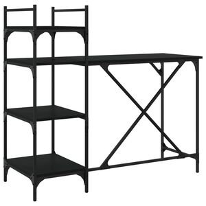 vidaXL Bureau d'ordinateur avec &eacute;tag&egrave;res noir 120x47x109 cm