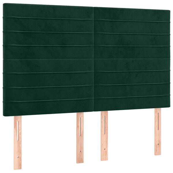 vidaXL T&ecirc;te de lit &agrave; LED Vert fonc&eacute; 144x5x118/128 cm Velours