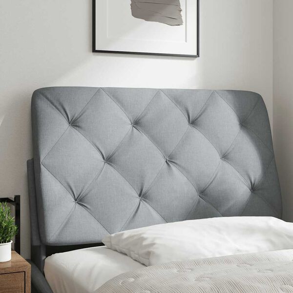 vidaXL Coussin de t&ecirc;te de lit gris clair 90 cm tissu