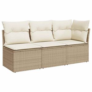 vidaXL Canap&eacute; de jardin avec coussins 3 places beige r&eacute;sine tress&eacute;e
