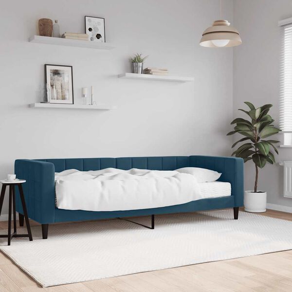 vidaXL Lit de jour avec matelas bleu 80x200 cm velours