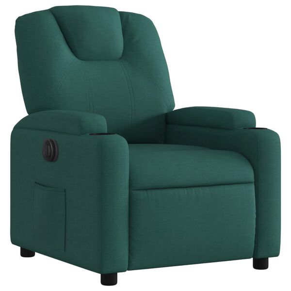 vidaXL Fauteuil inclinable &eacute;lectrique Vert fonc&eacute; Tissu