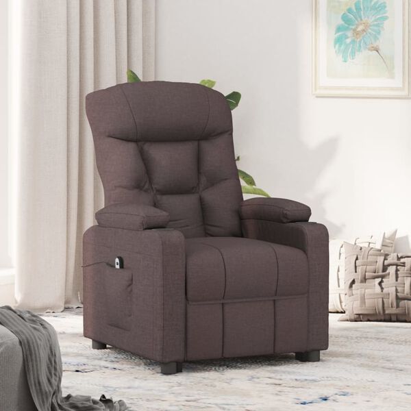 vidaXL Fauteuil inclinable &eacute;lectrique Marron fonc&eacute; Tissu