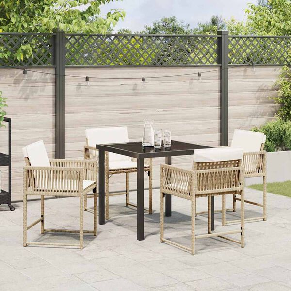 vidaXL Ensemble de salle à manger pour jardin 5 pcs Beige polyrotin