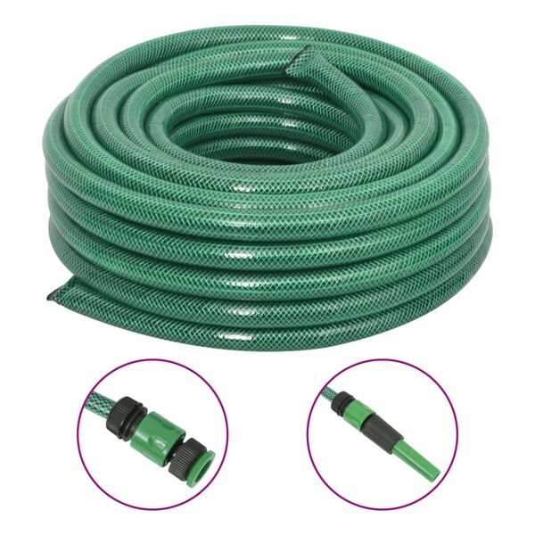 vidaXL Tuyau d'arrosage avec jeu de raccords vert 0,75" 100 m PVC