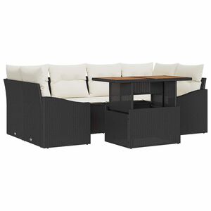 vidaXL Ensemble de canap&eacute; de jardin 7 pc Noir et Cr&egrave;me
