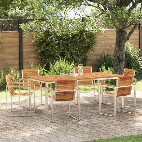 vidaXL Ensemble de salle &agrave; manger pour jardin 7 pcs Marron