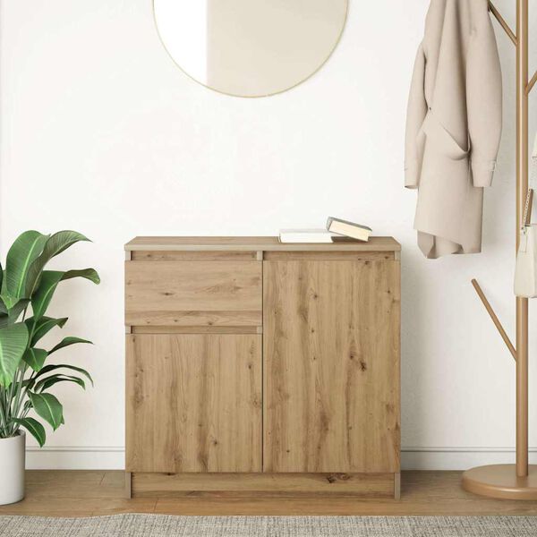 vidaXL Buffet avec tiroir ch&ecirc;ne artisanal 71x35x65 cm bois ing&eacute;nierie