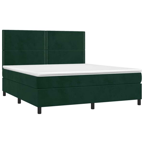 vidaXL Sommier &agrave; lattes de lit et matelas Vert fonc&eacute; 180x200cm Velours