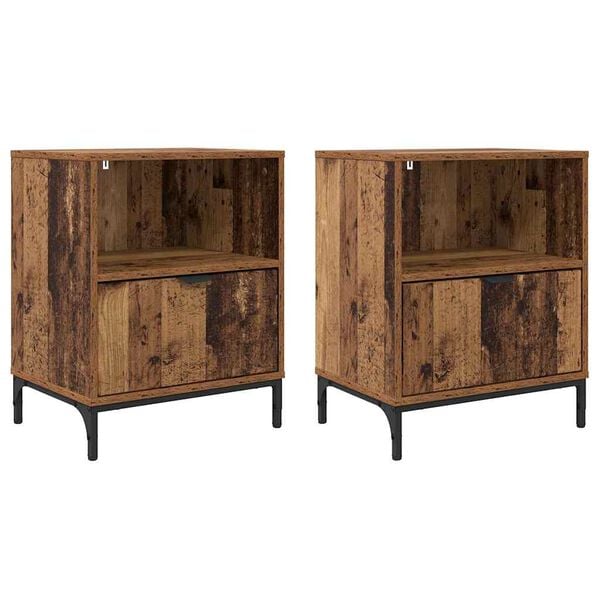 vidaXL Cabinet de chevet avec tiroir 2 pcs Bois ancien 49 x 36 x 61 cm