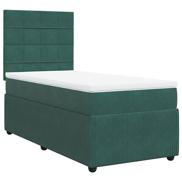 vidaXL Sommier &agrave; lattes de lit avec matelas Vert fonc&eacute; 90x200 cm