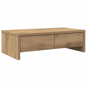 Support Moniteur Rehausseur En Pin Massif - 100x27x14 Cm - Blanc - Range Clavier Dessous - Ergonomie Bureau