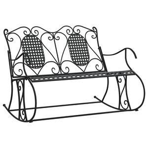 vidaXL Banc &agrave; bascule 2 places 113 cm noir acier