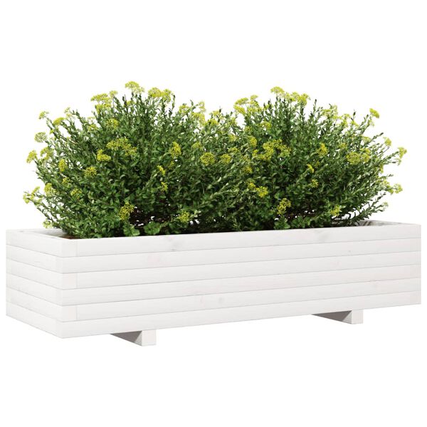 vidaXL Jardini&egrave;re blanc 110x40x26,5 cm bois de pin massif