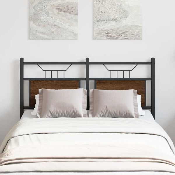 vidaXL T&ecirc;te de lit de remplacement ch&ecirc;ne marron 120 cm bois d'ing&eacute;nierie et acier