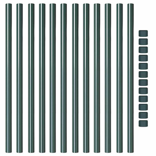 vidaXL Poteaux de clôture 12 pcs Vert 120 cm Acier peint par poudre