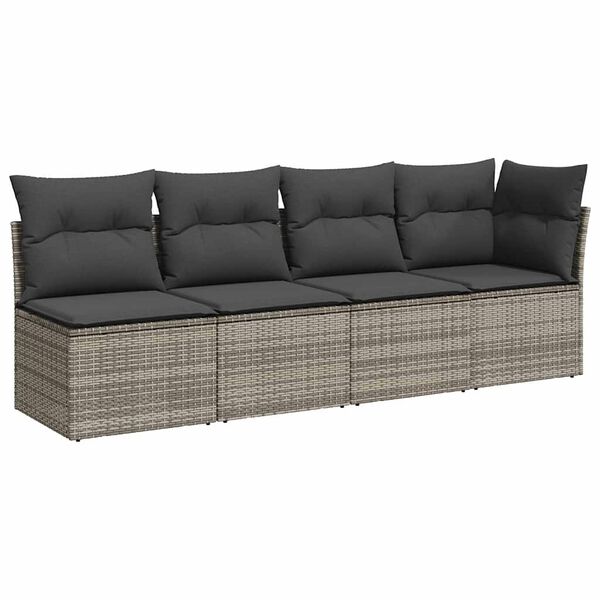 vidaXL Salon de jardin 8 pcs avec coussins gris r&eacute;sine tress&eacute;e