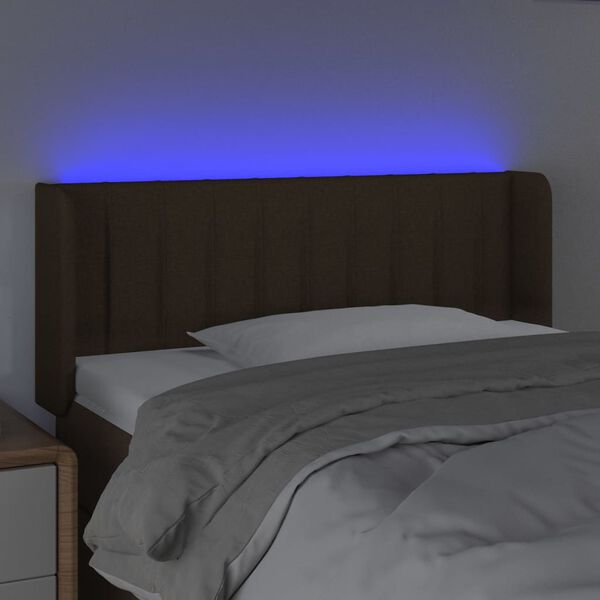 vidaXL T&ecirc;te de lit &agrave; LED Marron fonc&eacute; 93x16x78/88 cm Tissu