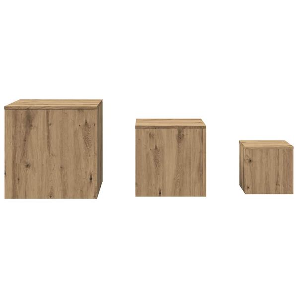 vidaXL Tables d'appoint 3 pcs ch&ecirc;ne artisanal bois d'ing&eacute;nierie