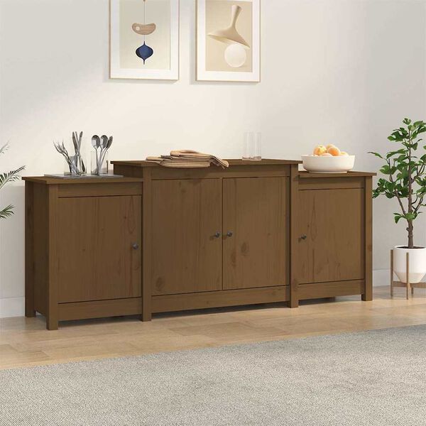 vidaXL Buffet Marron miel 164x37x68 cm Bois massif de pin