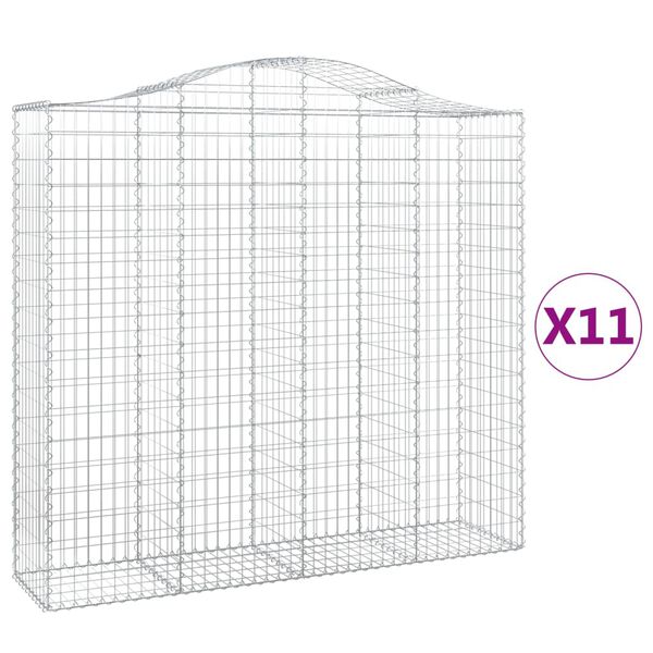 vidaXL Paniers &agrave; gabions arqu&eacute;s 11 pcs 200x50x180/200 cm Fer galvanis&eacute;