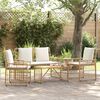 vidaXL Ensemble de meubles d'ext&eacute;rieur 4 pcs Blanc Naturel et Cr&egrave;me