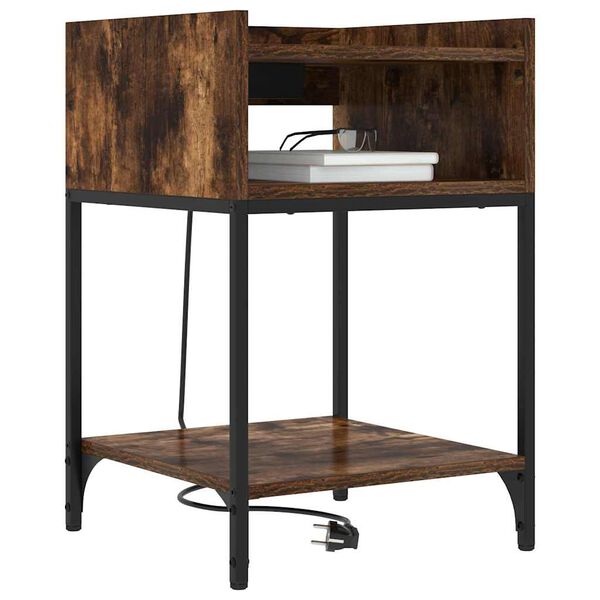 vidaXL Cabinet de chevet Ch&ecirc;ne fum&eacute; 40 x 40 x 61 cm Bois d'ing&eacute;nierie