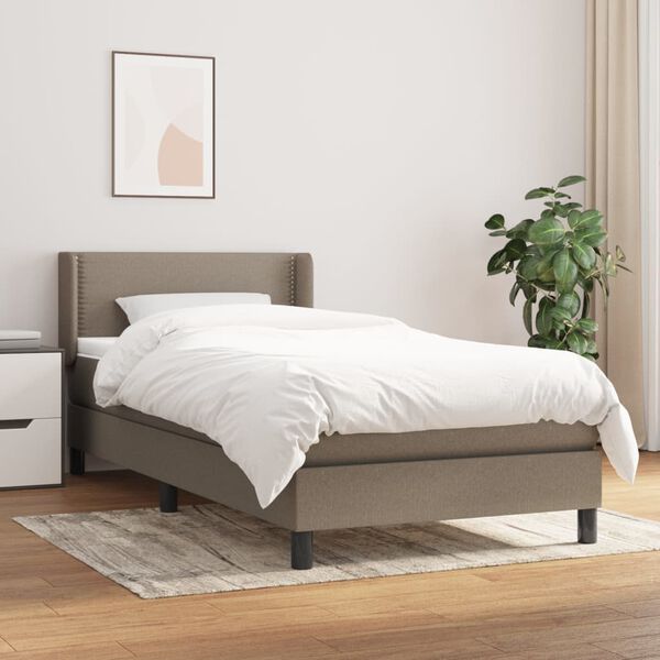 vidaXL Sommier &agrave; lattes de lit avec matelas Taupe 80x200 cm Tissu