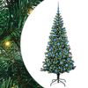 vidaXL Sapin de No&euml;l artificiel pr&eacute;-&eacute;clair&eacute; Vert 180 cm PVC et m&eacute;tal