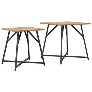 vidaXL Ensemble de tables d'appoint 2 pcs Ch&ecirc;ne artisanal et noir
