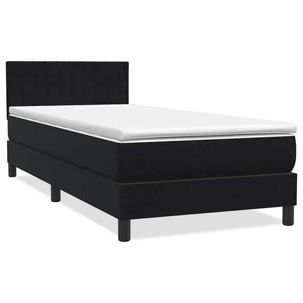 vidaXL Sommier &agrave; lattes de lit avec matelas et LED noir 90x220 cm velours