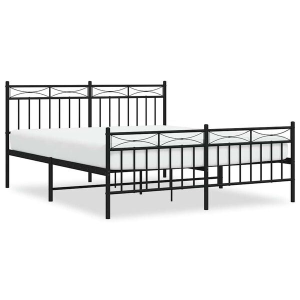 vidaXL Cadre de lit m&eacute;tal sans matelas avec pied de lit noir 150x200cm