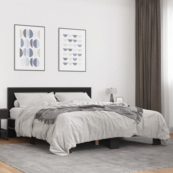 vidaXL Cadre de lit sans matelas noir 150x200 cm