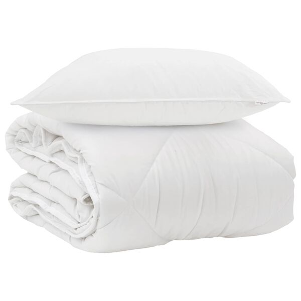 vidaXL Duvet toutes saisons avec oreiller 2 pcs Blanc Microfibre